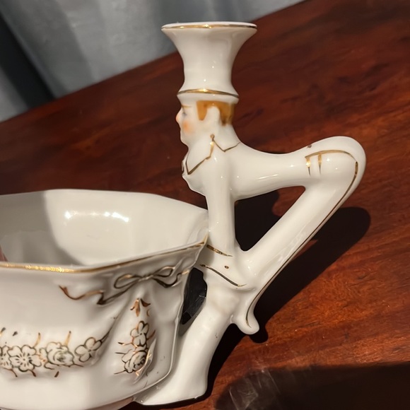 Unusual Mepoco vintage cup & saucer set - figural handle Victorian Lady & Butler - Picture 3 of 16